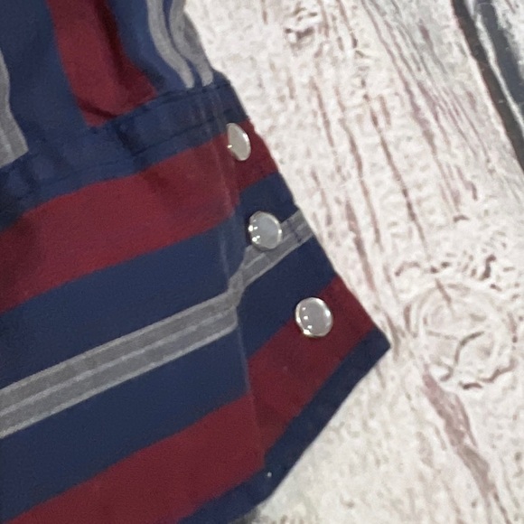 Western Mens Cowboy Striped Pearl Snap Rancher Rustler Long Sleeve Shirt - Picture 3 of 5